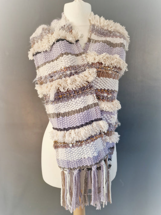 Hand Woven Scarf - Lilac Stripes