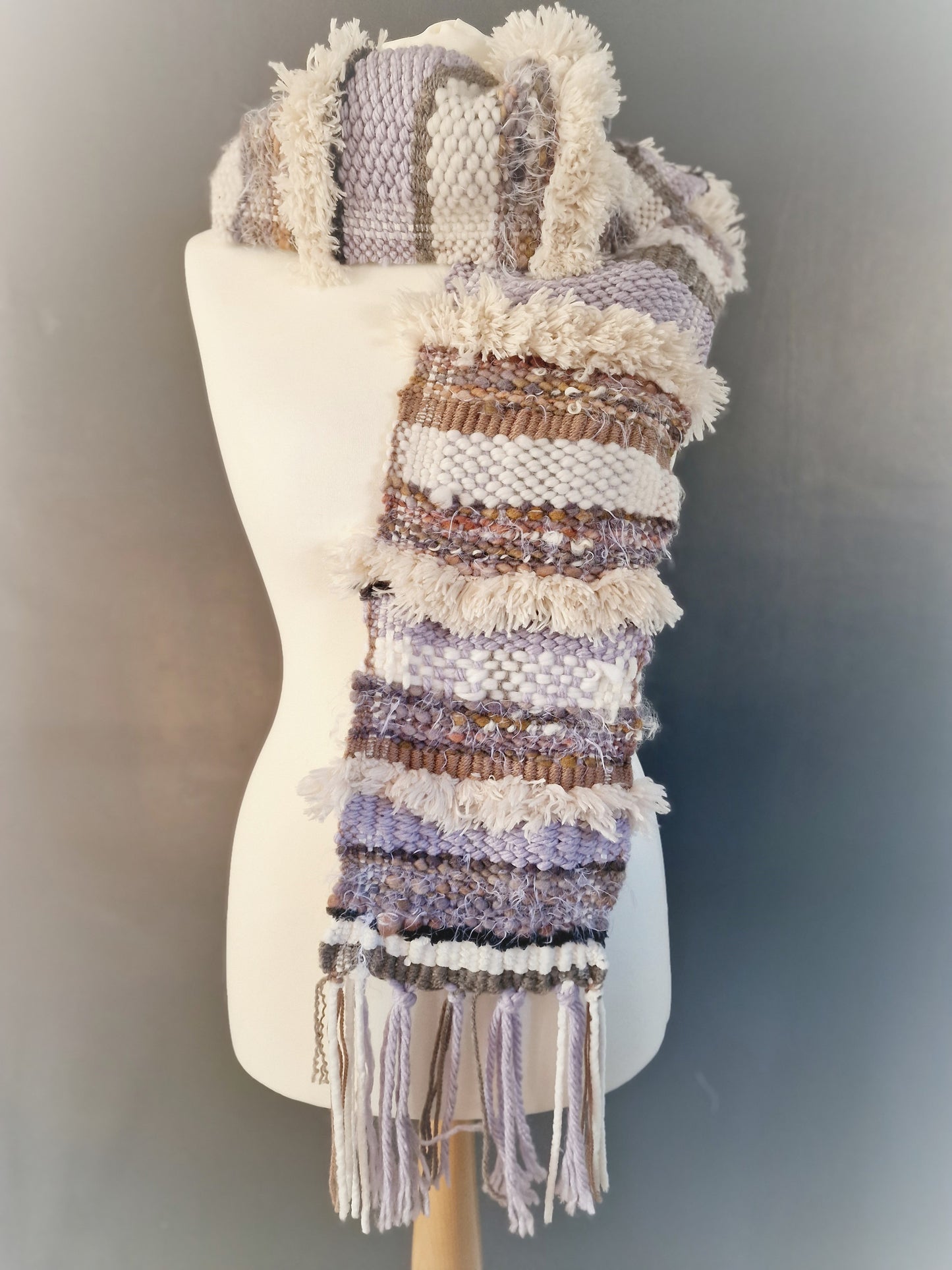 Hand Woven Scarf - Lilac Stripes