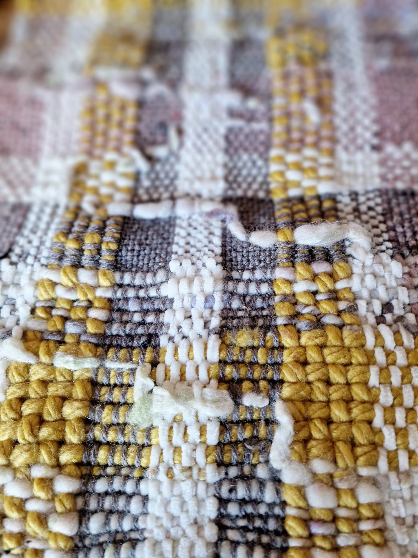 Hand Woven Scarf - Mustard, Dusky Pink & Brown