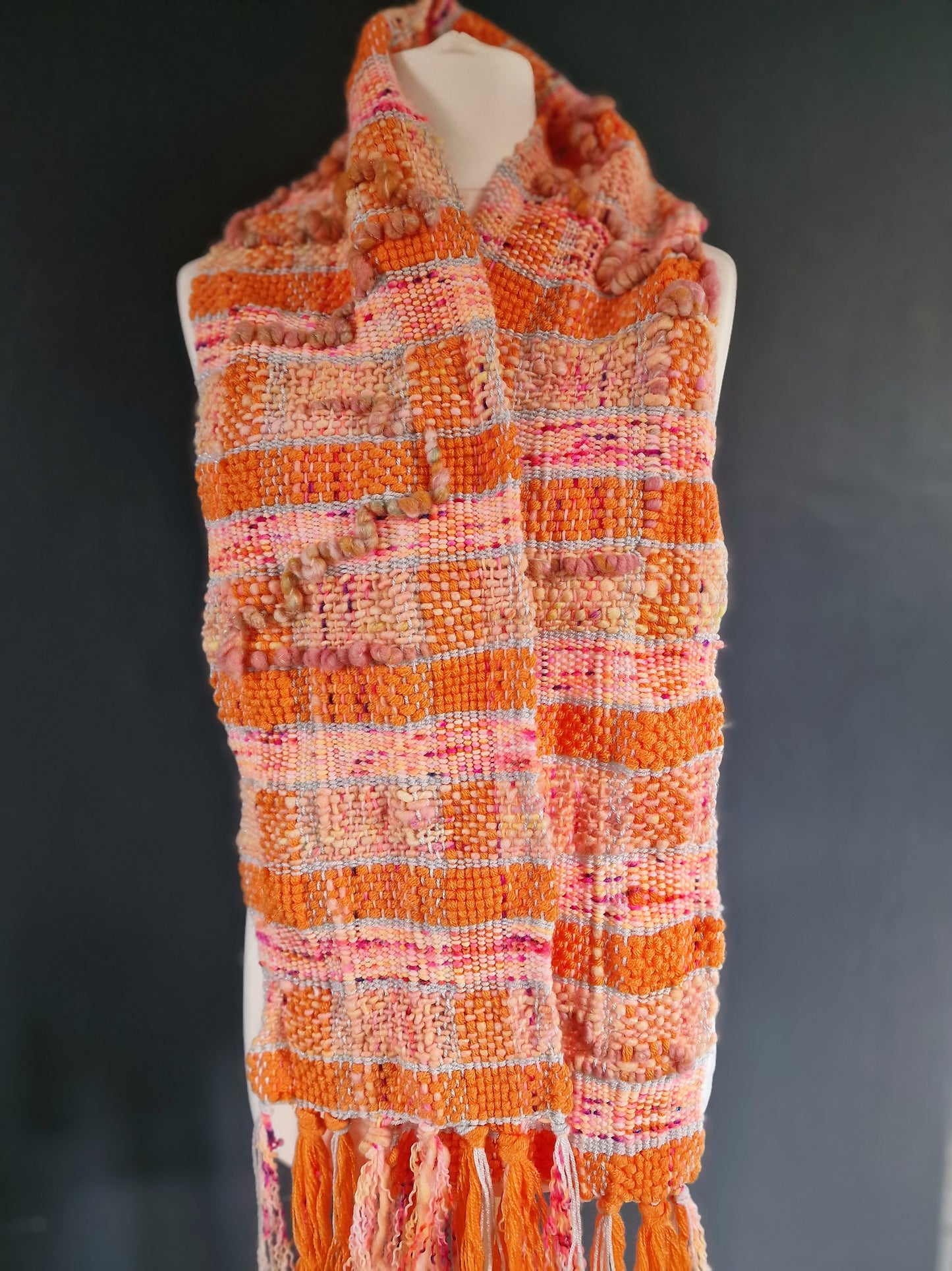 Hand Woven Scarf - Orange & Peach