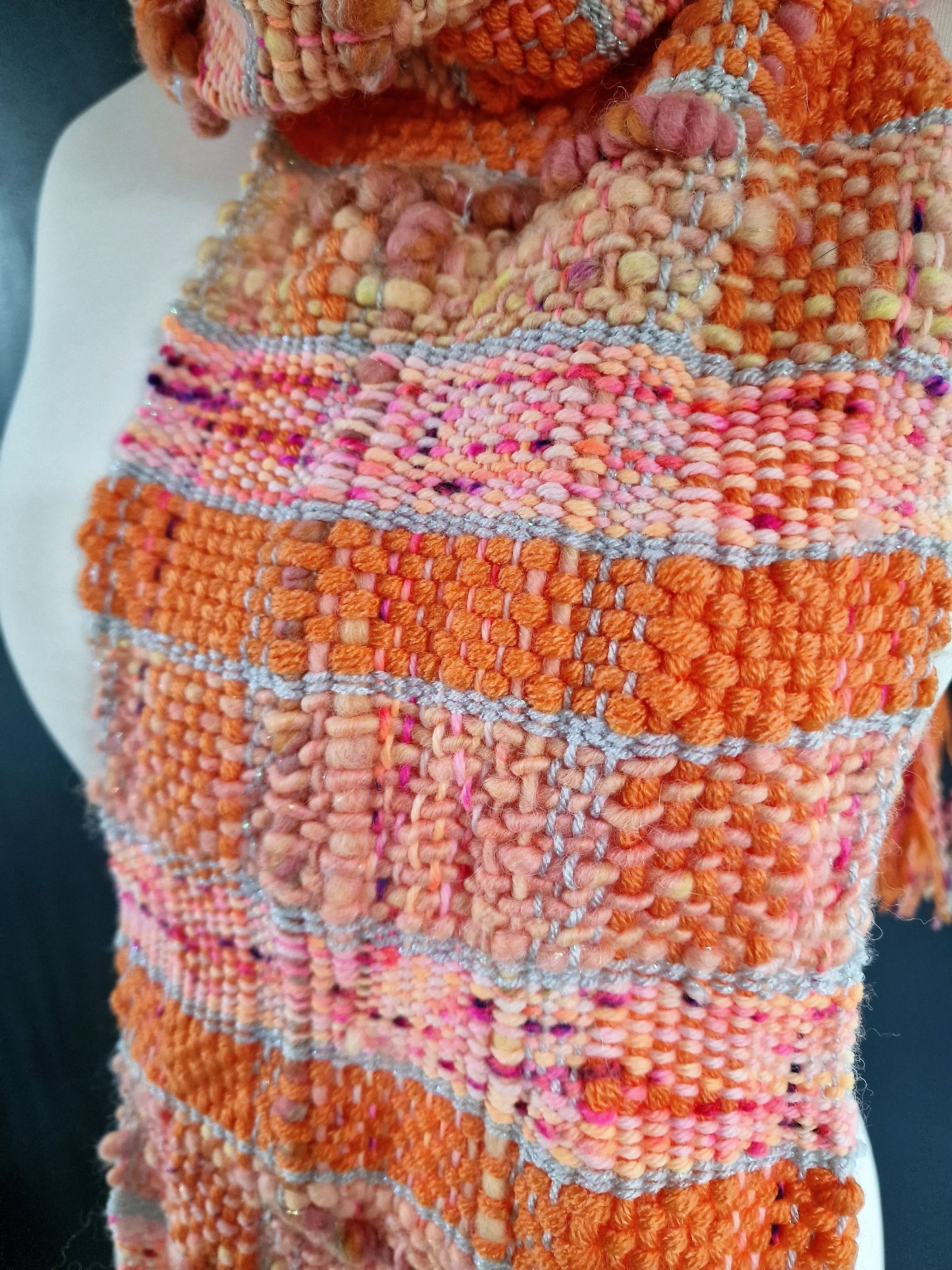Hand Woven Scarf - Orange & Peach