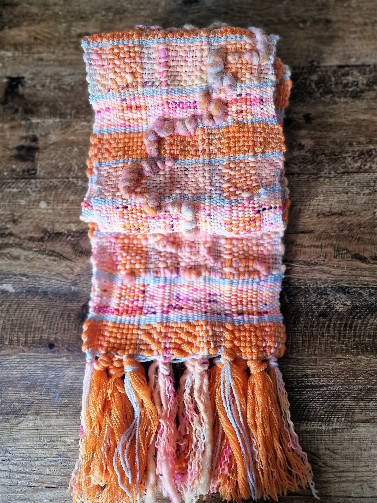 Hand Woven Scarf - Orange & Peach