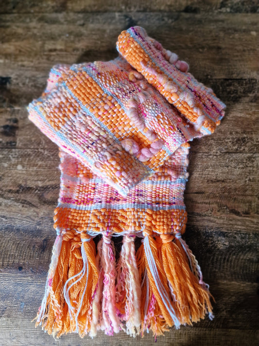 Hand Woven Scarf - Orange & Peach