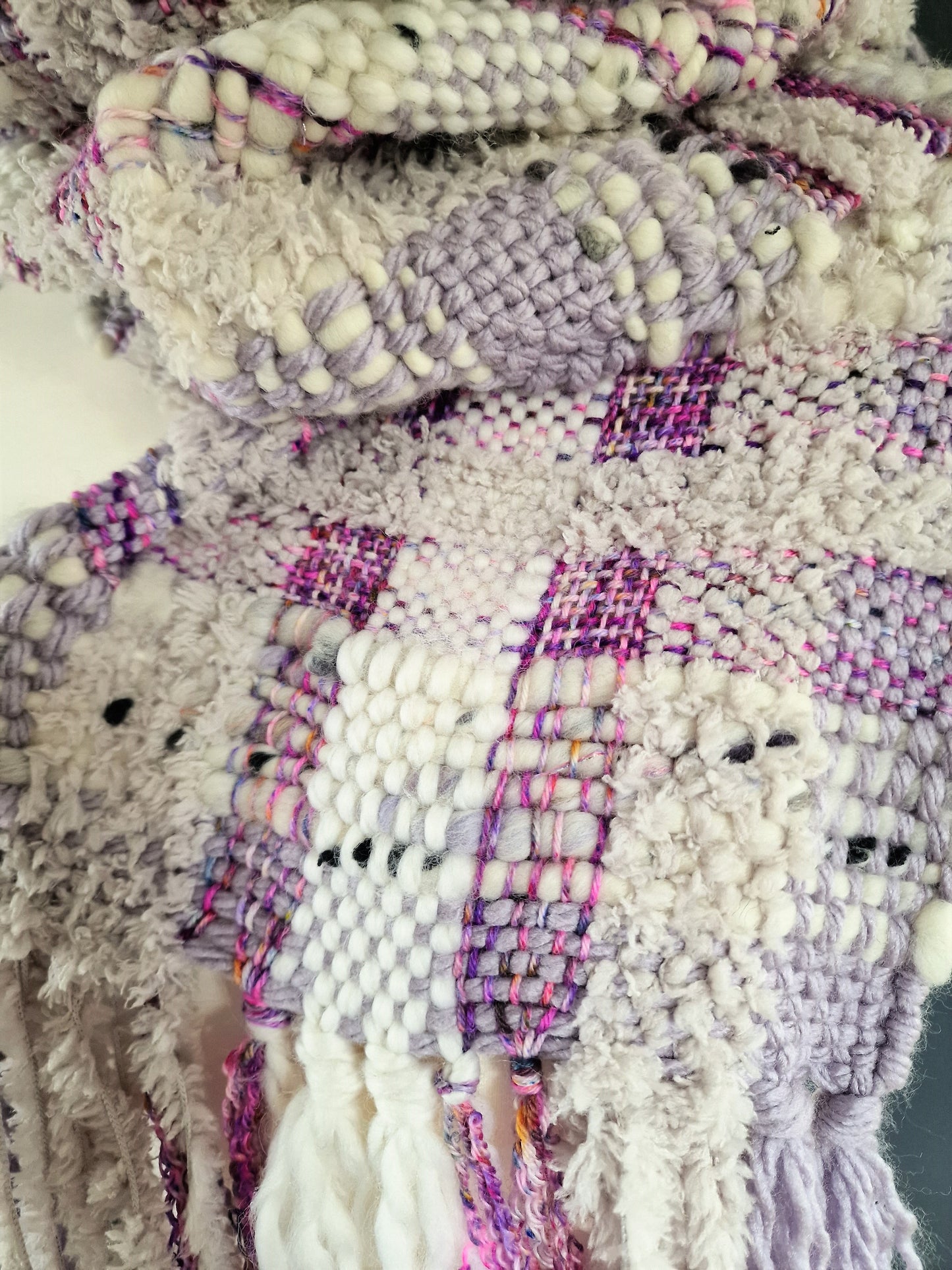 Hand woven Scarf - Lilac & Grey
