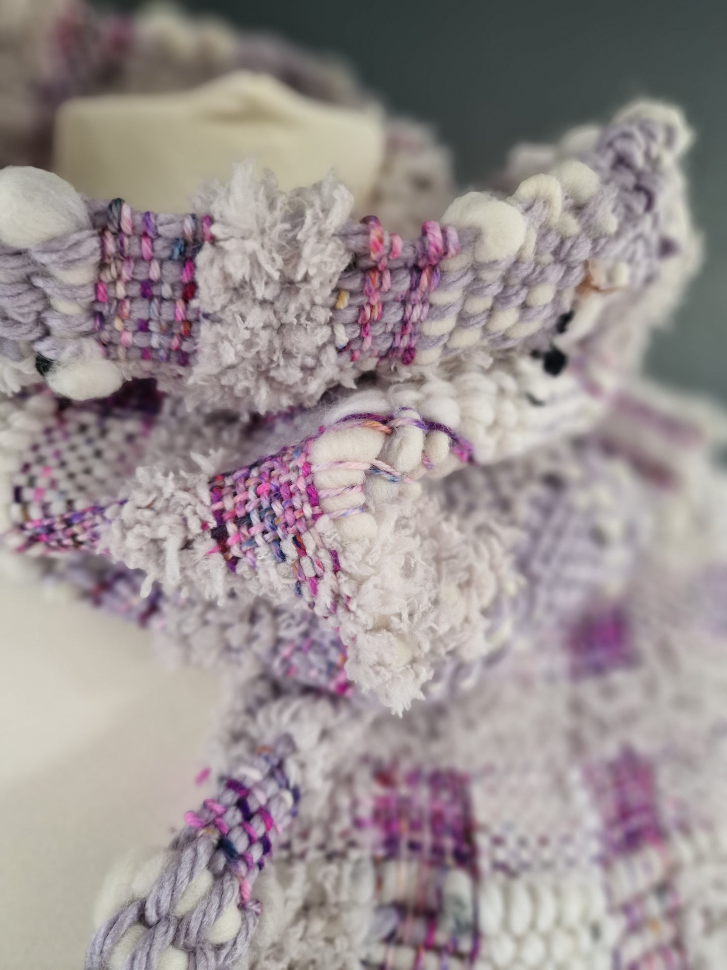 Hand woven Scarf - Lilac & Grey