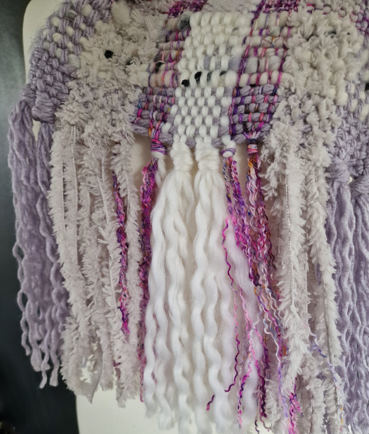 Hand woven Scarf - Lilac & Grey