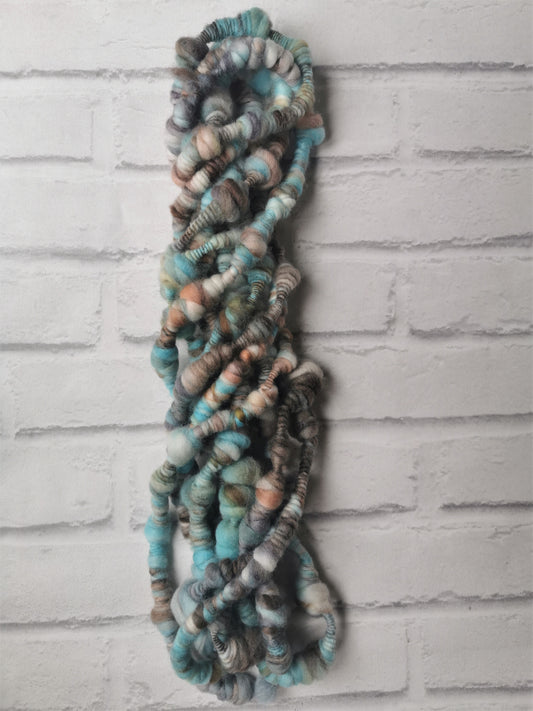 Aqua & Mink - Handspun Art Yarn