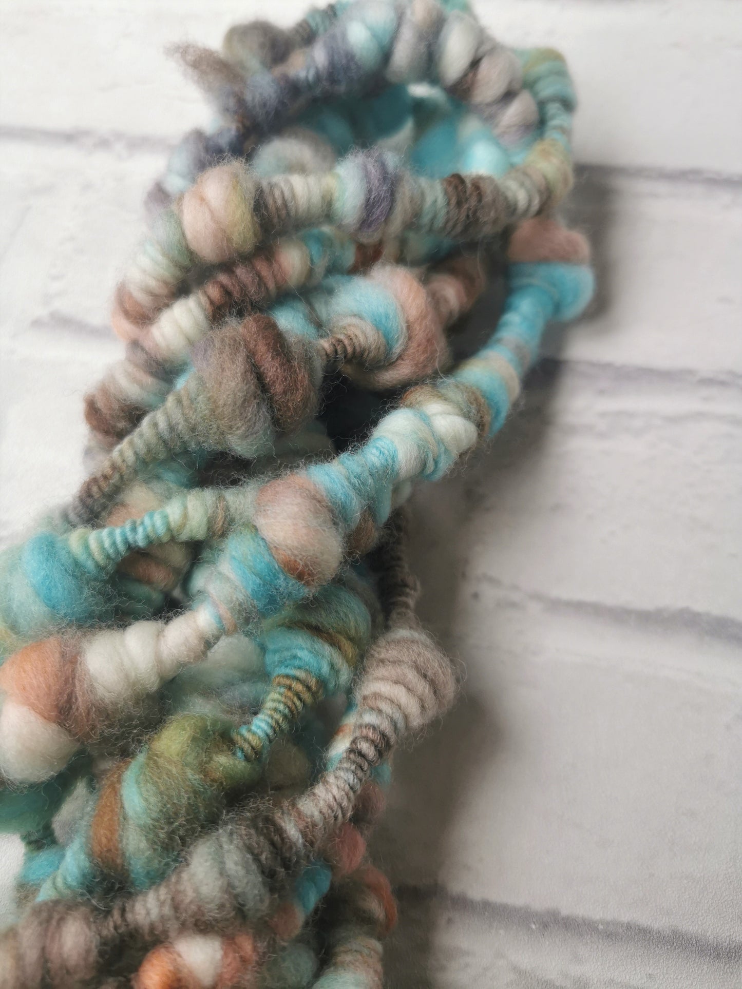 Aqua & Mink - Handspun Art Yarn