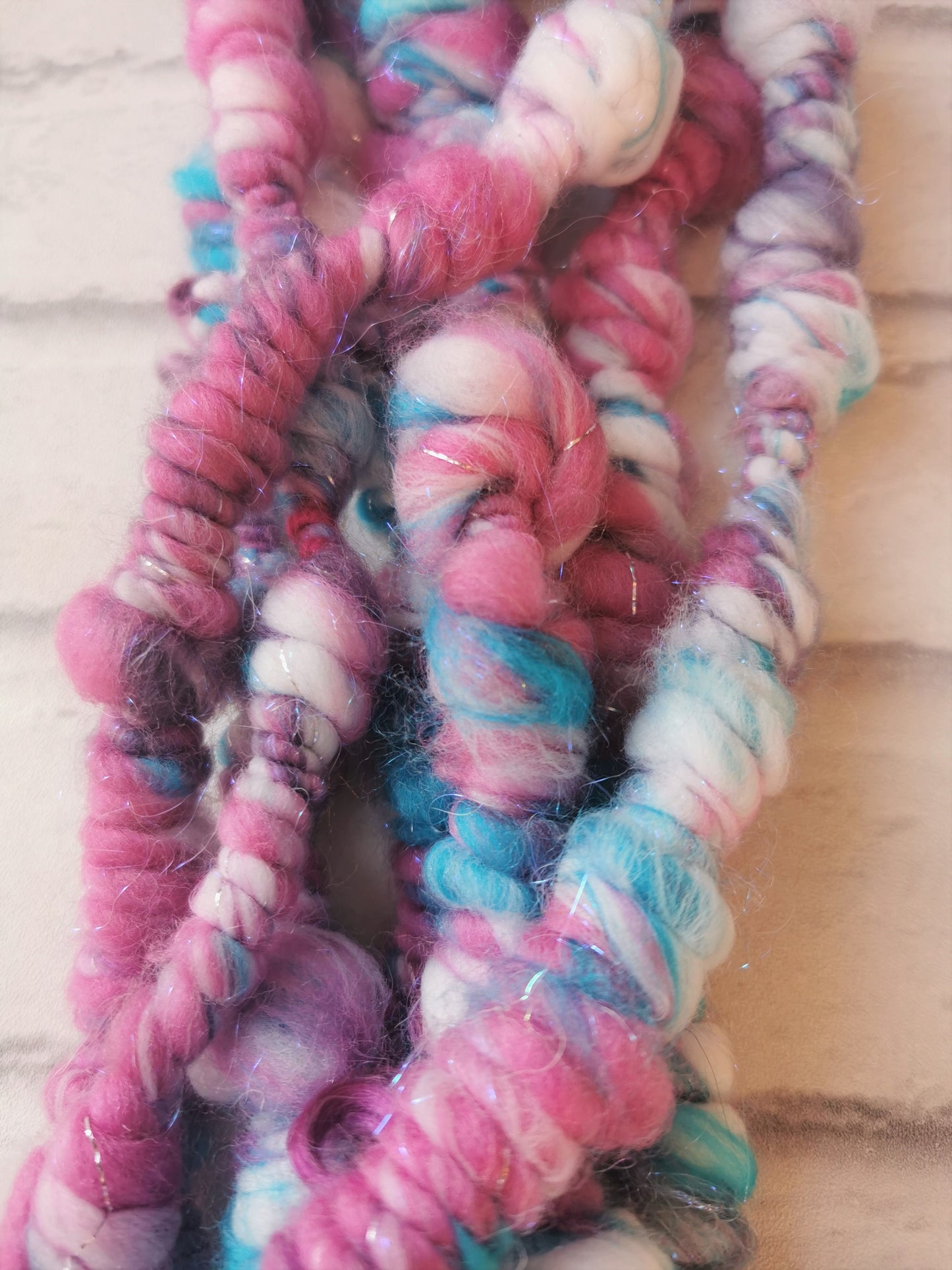 Pinky Turquoise - Handspun Art Yarn