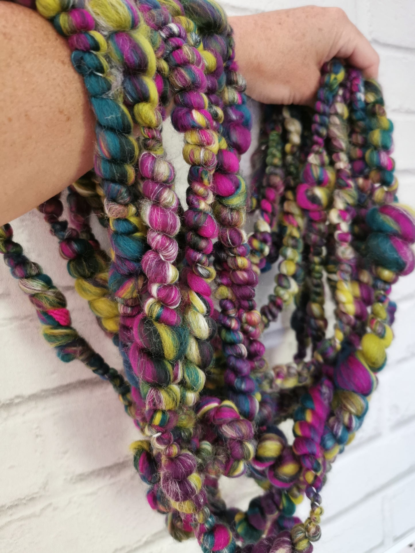 Purple & Lime - Handspun Art Yarn