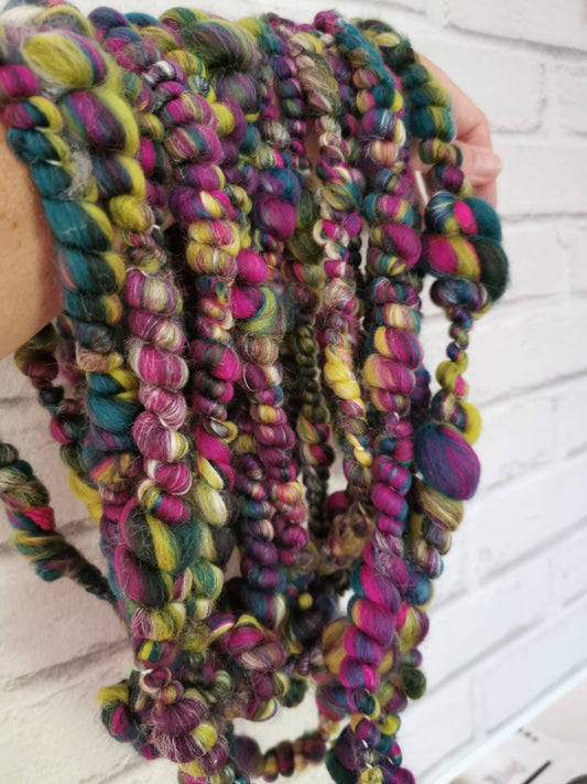 Purple & Lime - Handspun Art Yarn