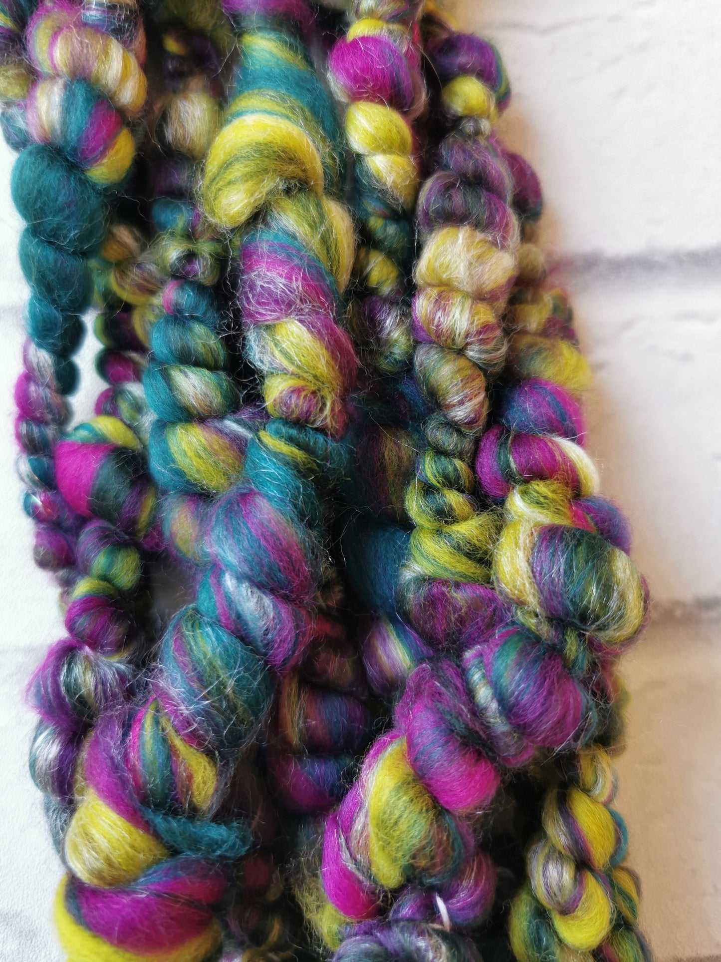 Purple & Lime - Handspun Art Yarn