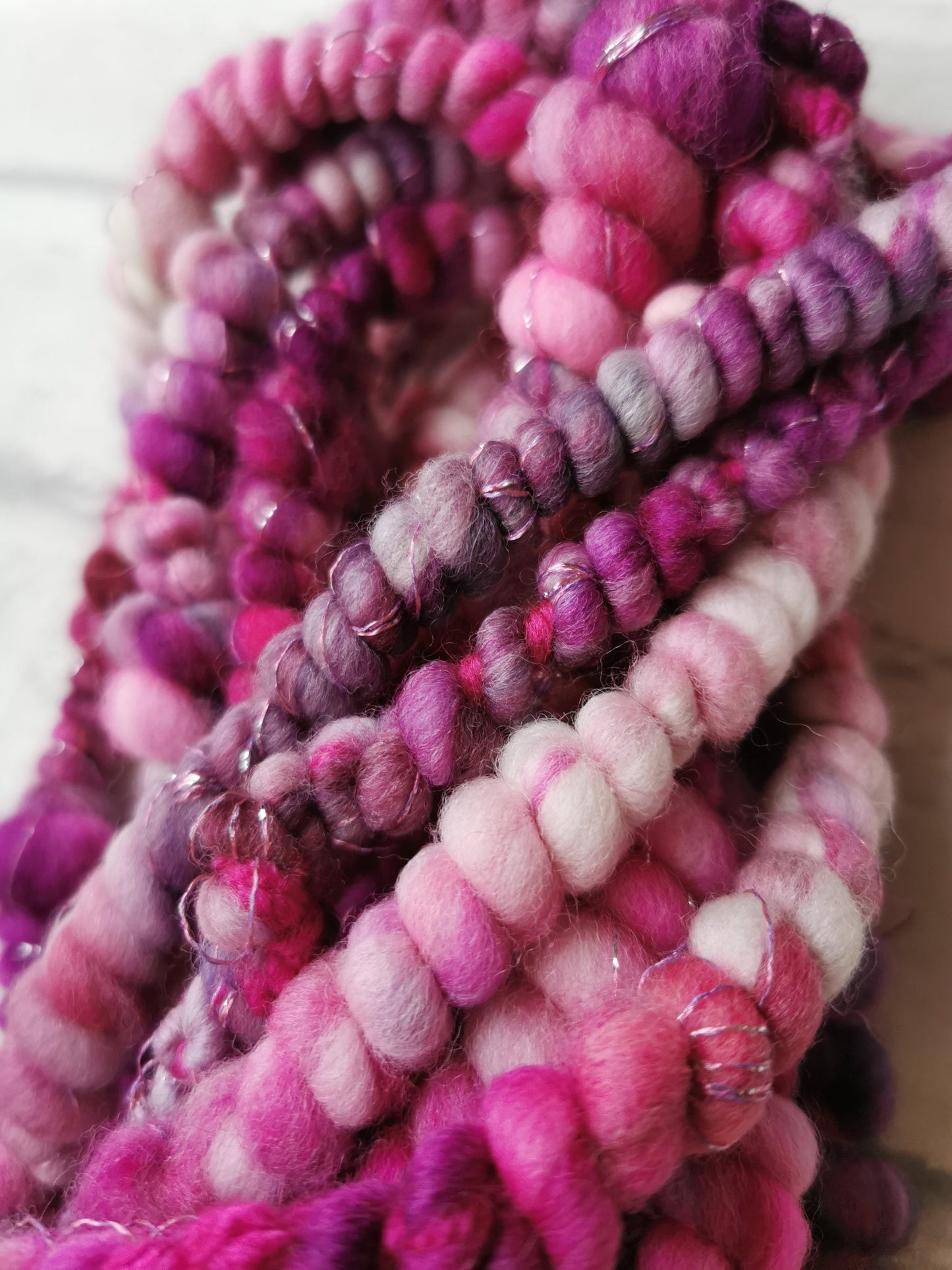 Raspberry Ripple - Handspun Art Yarn