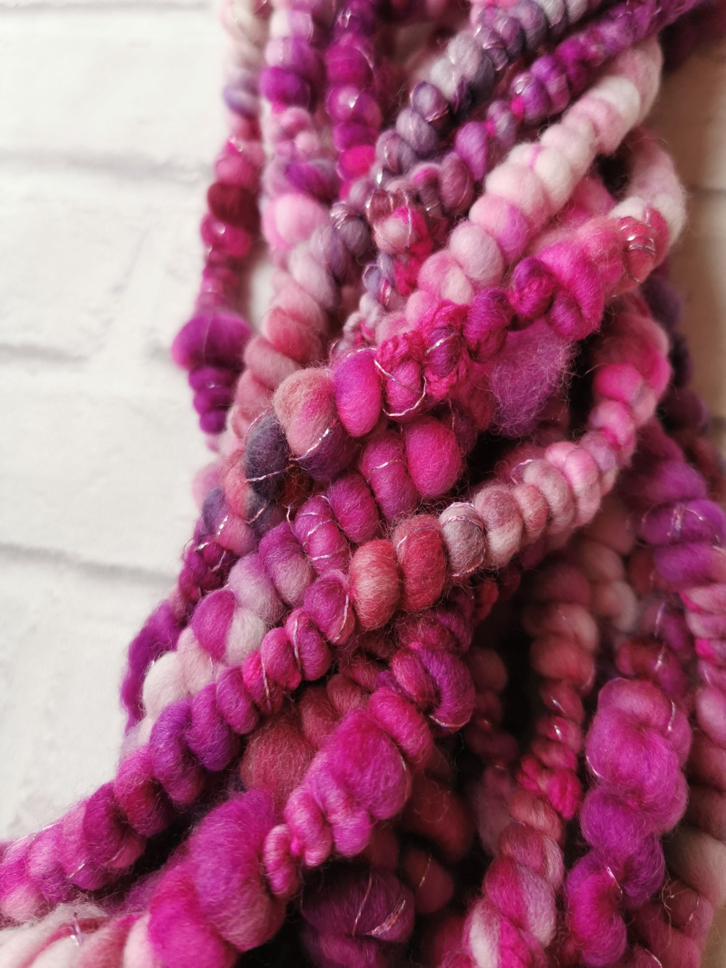 Raspberry Ripple - Handspun Art Yarn