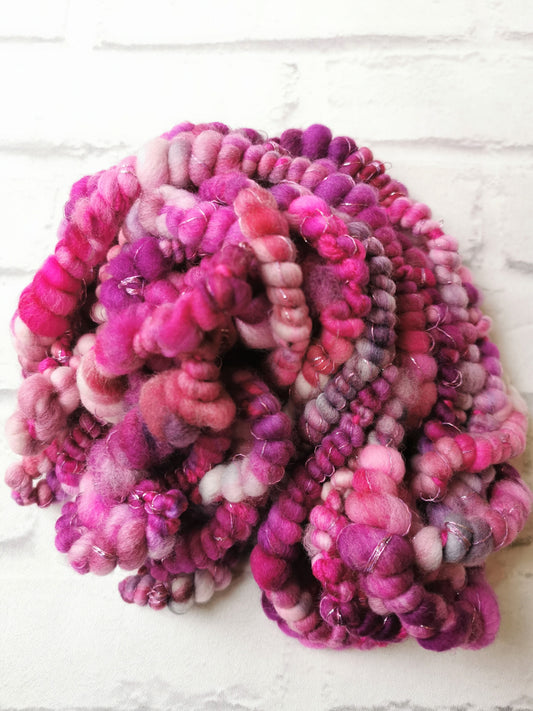 Raspberry Ripple - Handspun Art Yarn