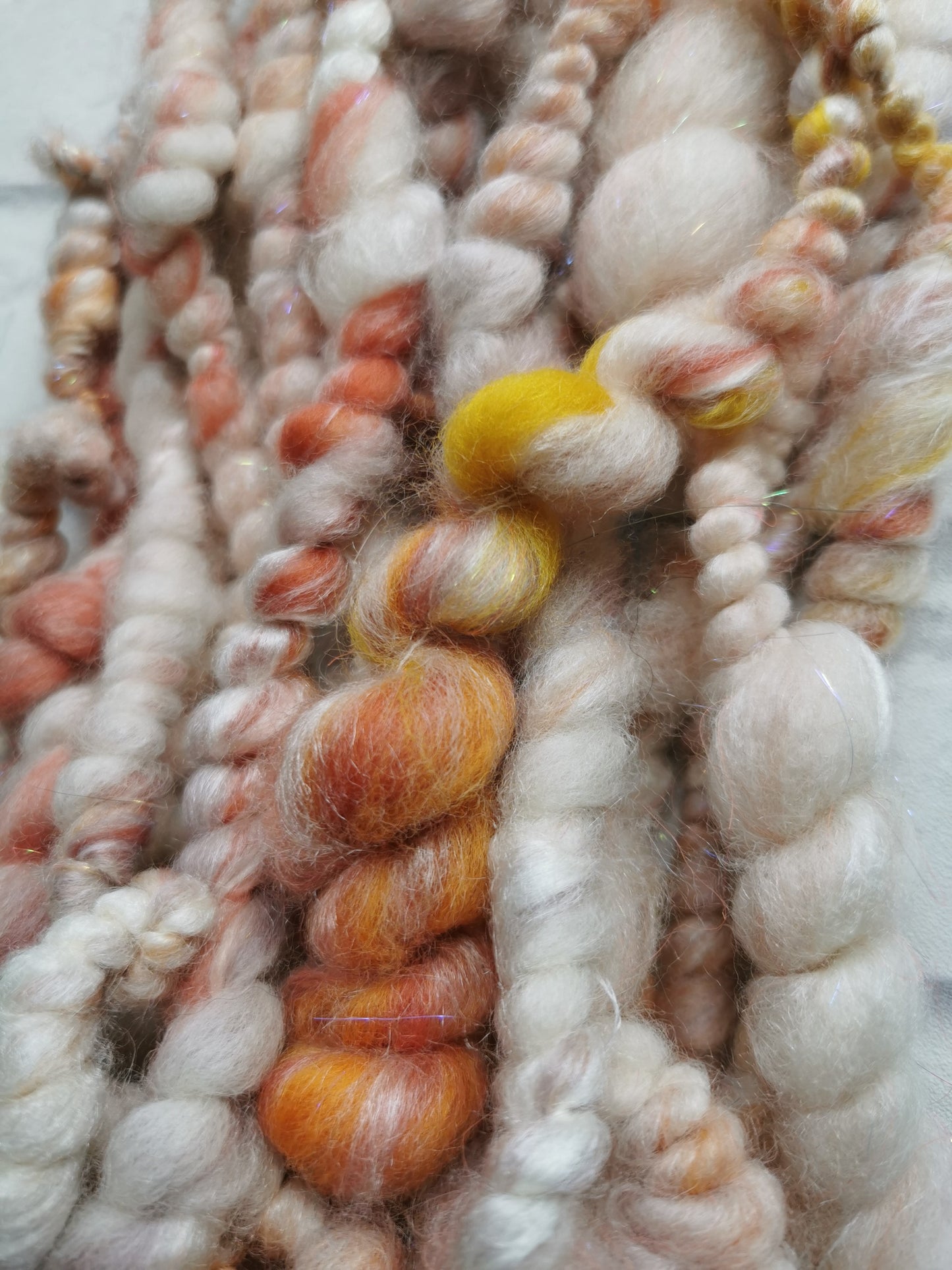 Snow Leaves - Handspun Art Yarn