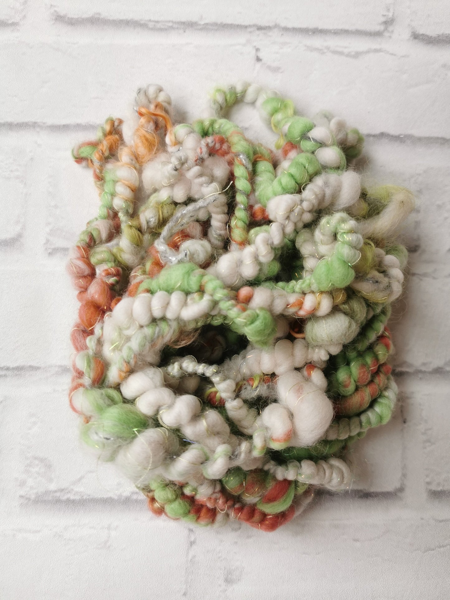Terracotta & Leaf Green - Handspun Art Yarn