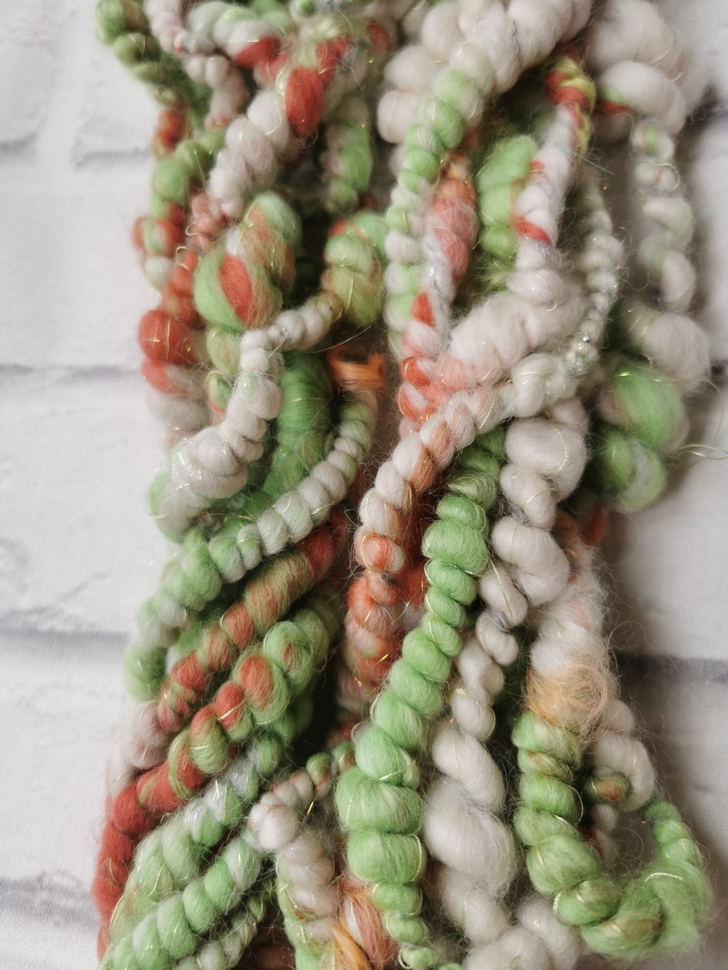Terracotta & Leaf Green - Handspun Art Yarn