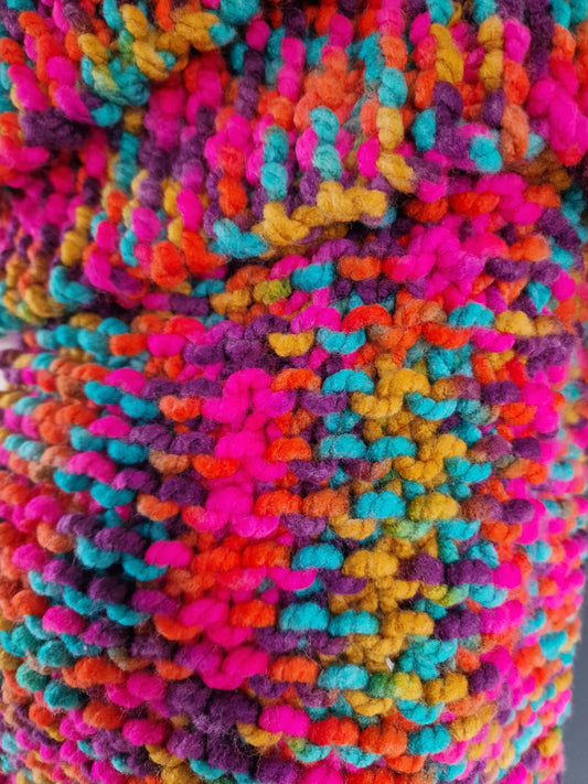 Hand Knitted Scarf - Multi Bright