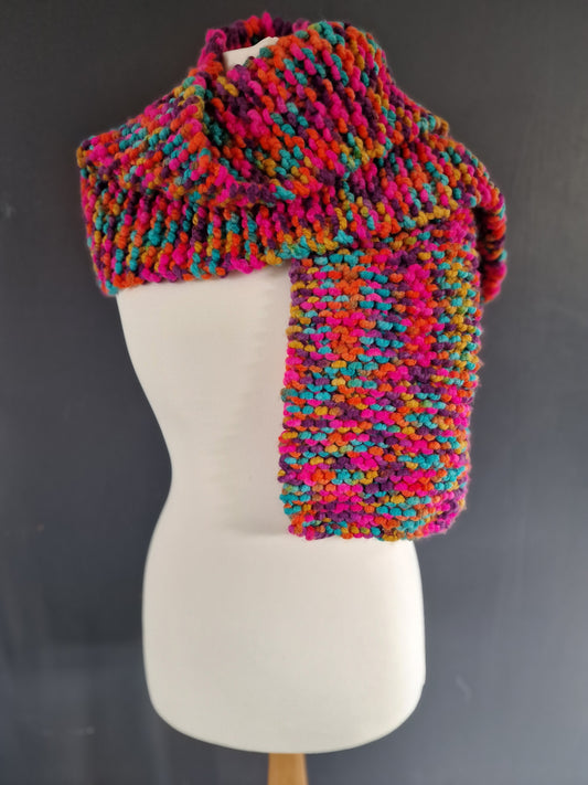 Hand Knitted Scarf - Multi Bright