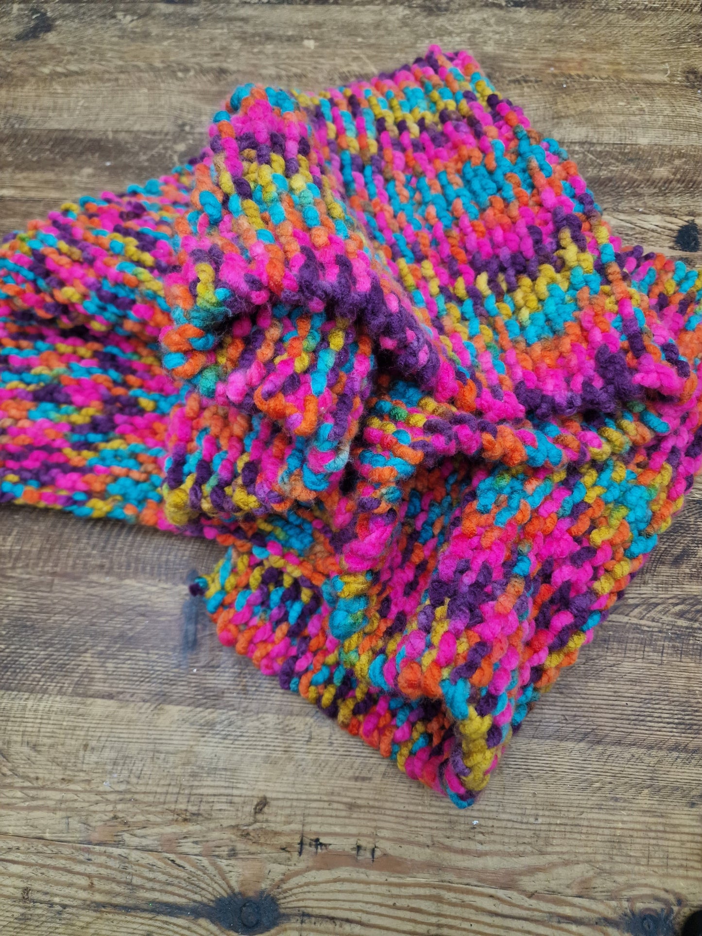 Hand Knitted Scarf - Multi Bright