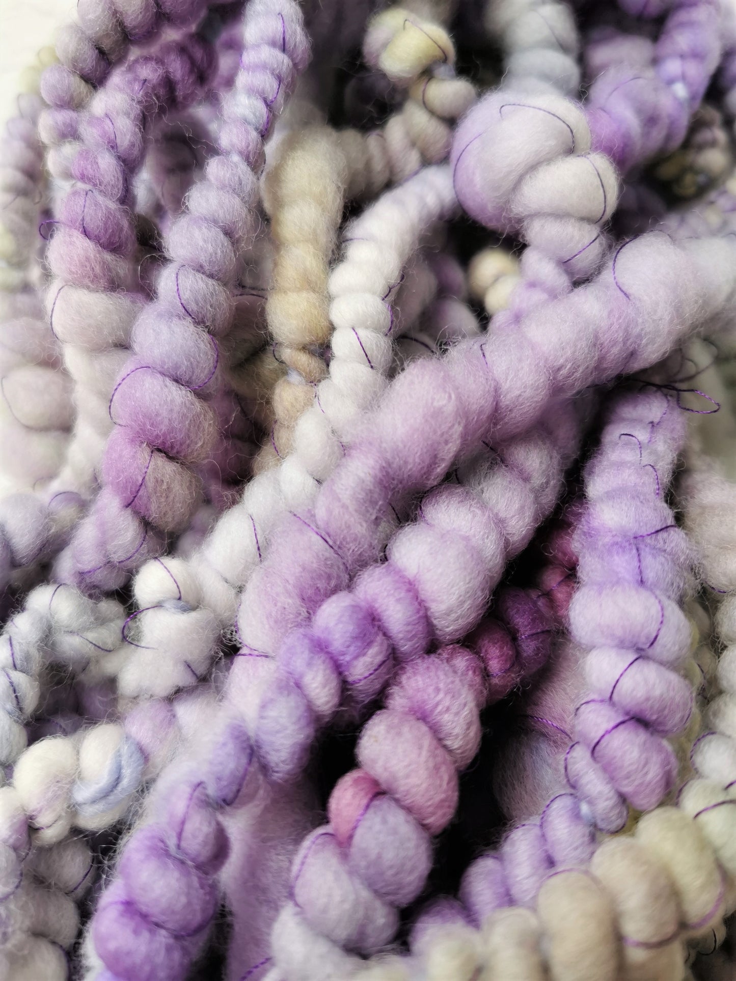 Lilacs & Green - Handspun Art Yarn