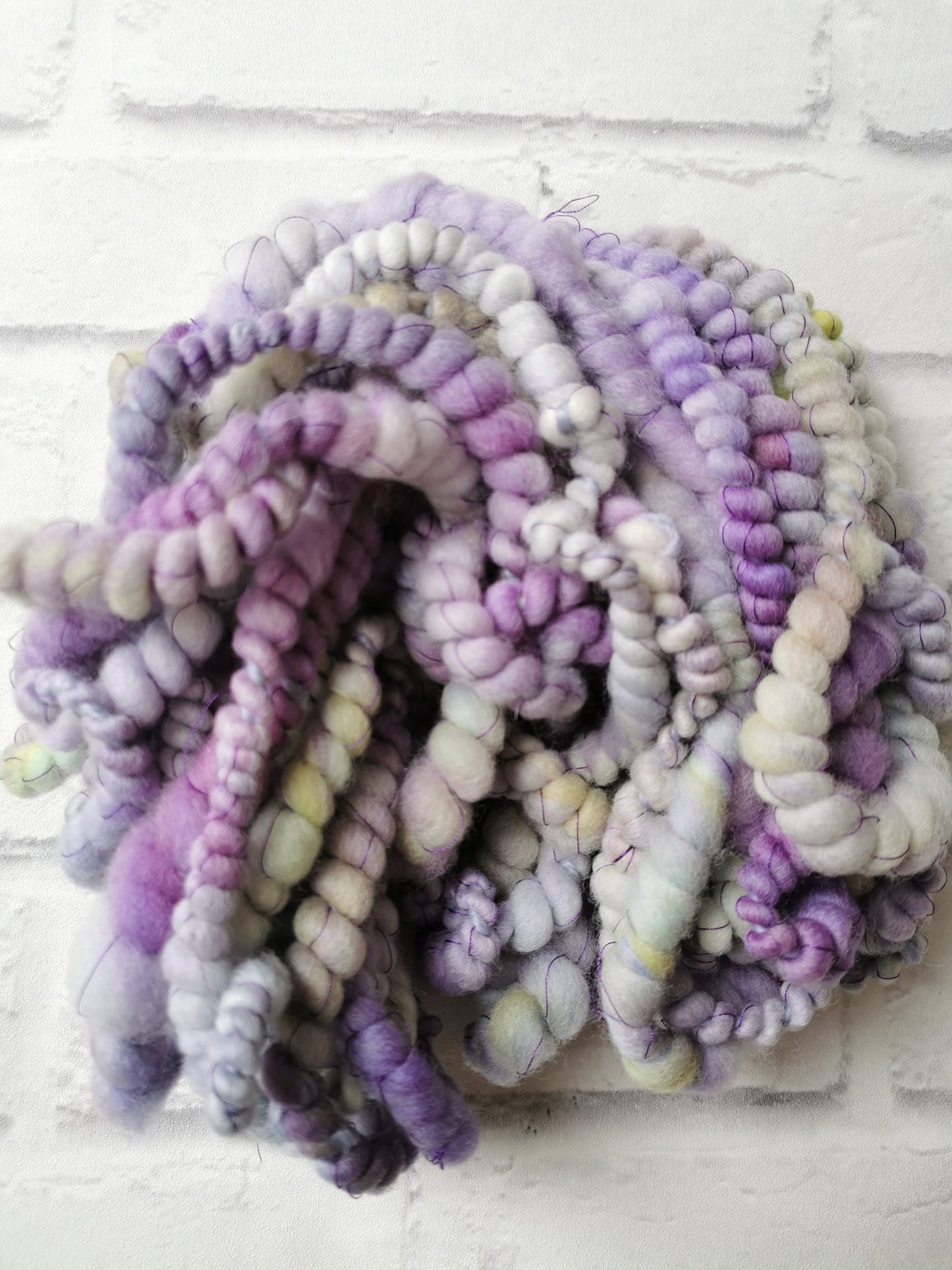 Lilacs & Green - Handspun Art Yarn