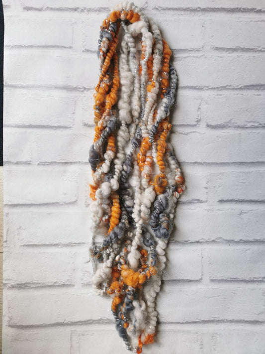 Orange & Grey - Handspun Art Yarn