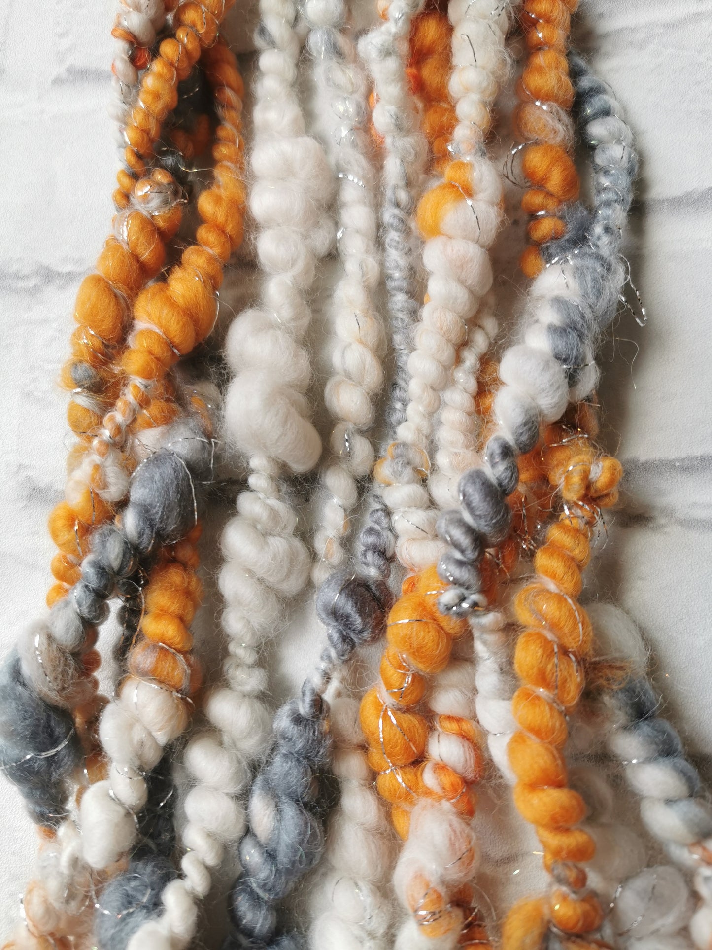 Orange & Grey - Handspun Art Yarn