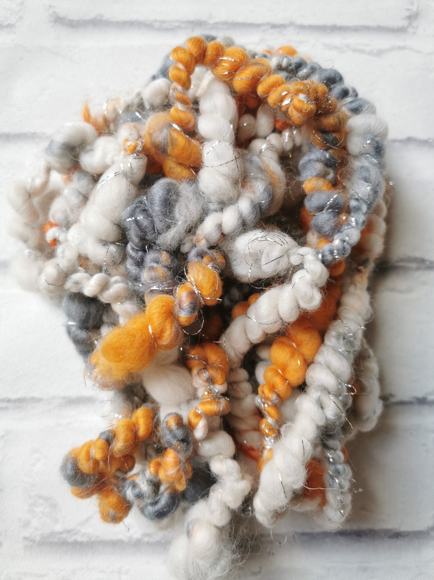 Orange & Grey - Handspun Art Yarn