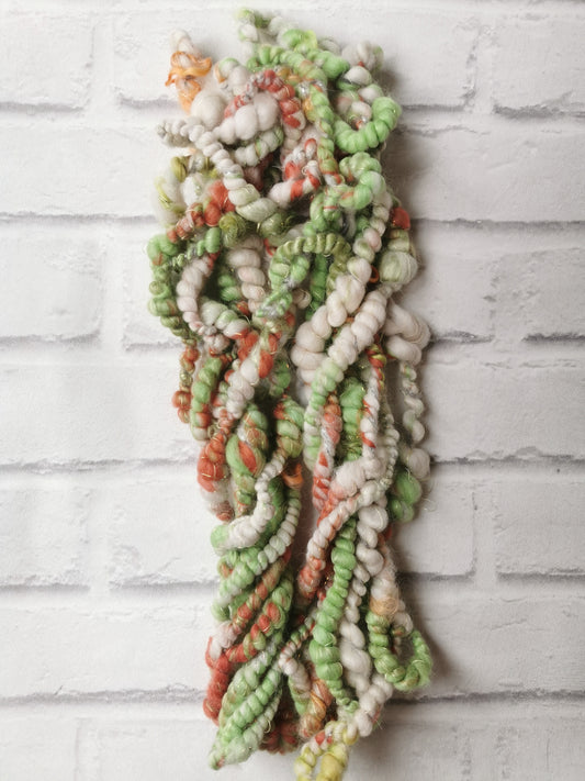 Terracotta & Leaf Green - Handspun Art Yarn